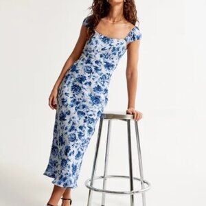 Abercrombie & Fitch Blue Floral Midi Slip Dress